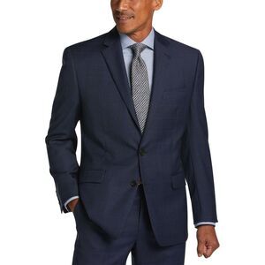Lauren Ralph Lauren Mens Classic-Fit Wool Plaid Suit Jacket 42 Long Blue Blazer